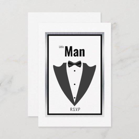 Carte De Remerciements Combinaison Tuxedo et cravate arc en noir et blanc (Devant / Derrière)