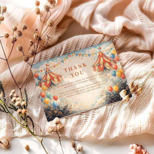 Carte De Remerciements Come One Come All Circus Birthday