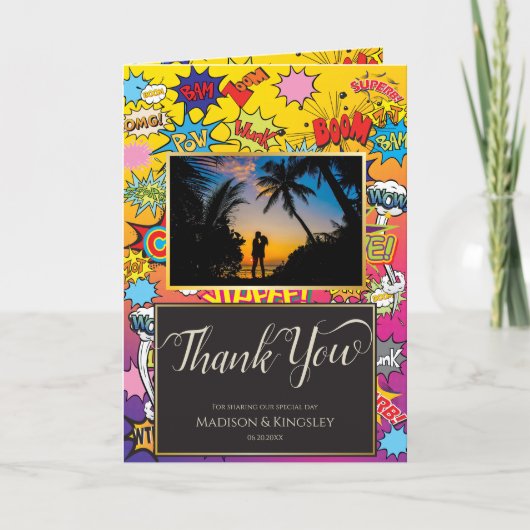 Carte De Remerciements Comic Book Pop Art 💥 🎉 Mariage incroyable (Devant)