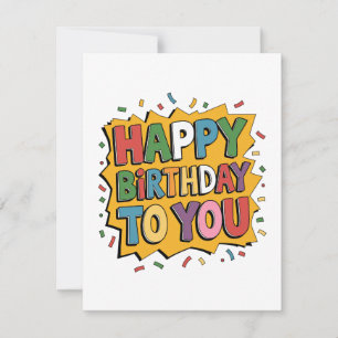 Carte De Remerciements Comic Burst Joyeux Anniversaire