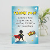 Carte De Remerciements Comic Superhero Boy's Name Birthday (Debout devant)