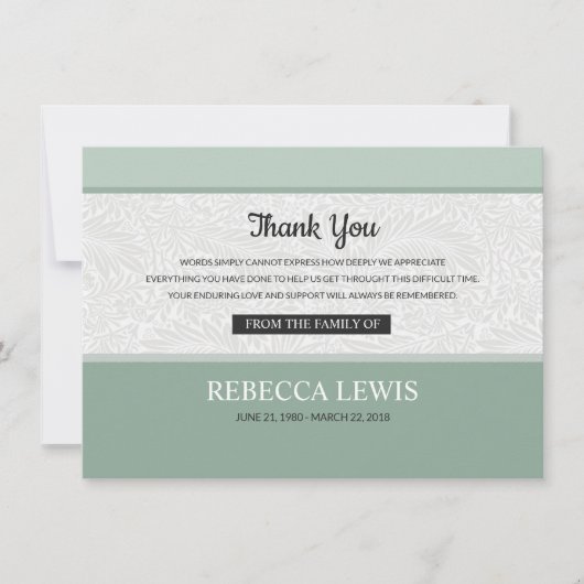 Carte de remerciements commémoratif (Devant)