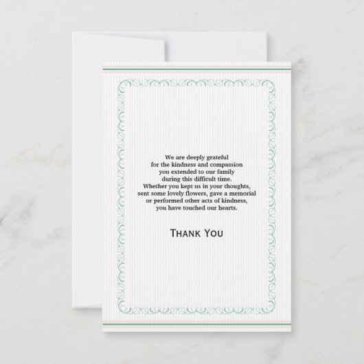 Carte de remerciements commémoratif (Dos)