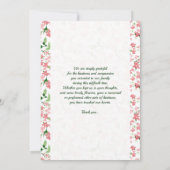 Carte de remerciements commémoratif (Dos)