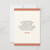 Carte de remerciements commémoratif (Dos)