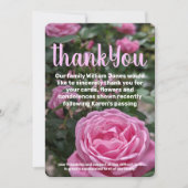 Carte de remerciements commémoratif de Roses roses (Devant)