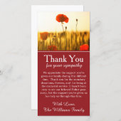 Carte de remerciements commémoratif des fleurs de  (Devant / Derrière)