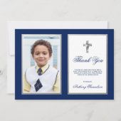 Carte De Remerciements Communion Baptême Confirmation Marine Boy PHOTO (Devant)