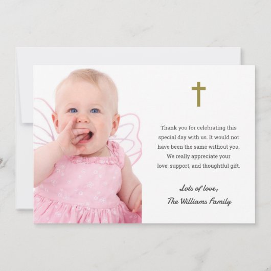 Carte De Remerciements Communion chrétienne religieuse baptême (Dos)