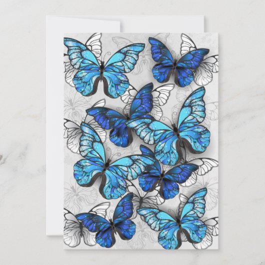 Carte De Remerciements Composition des White and Blue Butterflies (Devant)