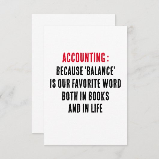 Carte De Remerciements Comptabilité Parce que "balance" est notre mot pré (Devant / Derrière)