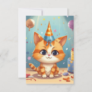 Carte De Remerciements Conception à thème de chat chat roux mignon