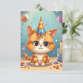 Carte De Remerciements Conception à thème de chat chat roux mignon (Debout devant)