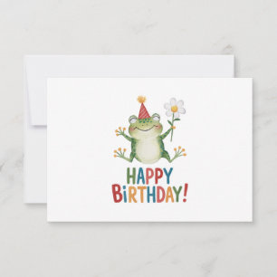 Carte De Remerciements Conception d'anniversaire de grenouille adorable a