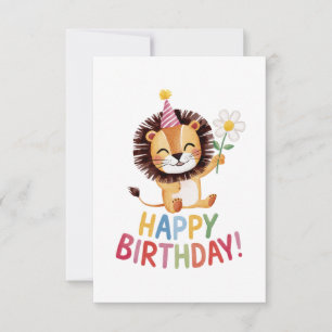 Carte De Remerciements Conception d'anniversaire de lion amusant rugissan