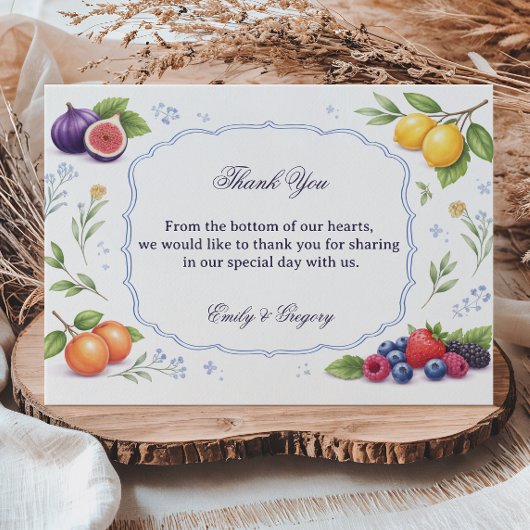 Carte De Remerciements Conception d'appréciation florale de fruits médite