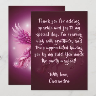 Carte De Remerciements Conception de fantaisie de Pégase rose pour annive