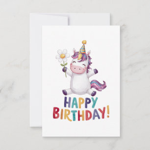 Carte De Remerciements Conception de fête d'anniversaire de licorne magiq