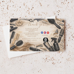 Carte De Remerciements Conception élégante de coiffeur floral