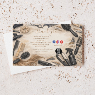 Carte De Remerciements Conception élégante de coiffeur floral