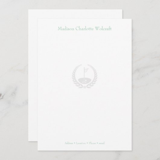 Carte De Remerciements Conception simple de thème de golf Customisée cart (Devant / Derrière)