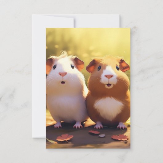 Carte De Remerciements Conception sur le thème du cochon d'Inde, mignon . (Devant)