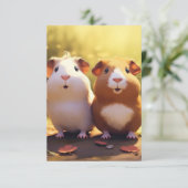 Carte De Remerciements Conception sur le thème du cochon d'Inde, mignon . (Debout devant)