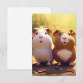 Carte De Remerciements Conception sur le thème du cochon d'Inde, mignon . (Devant / Derrière)