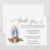 Carte De Remerciements Condoléance catholique religieuse de Vierge Marie (Devant / Derrière)