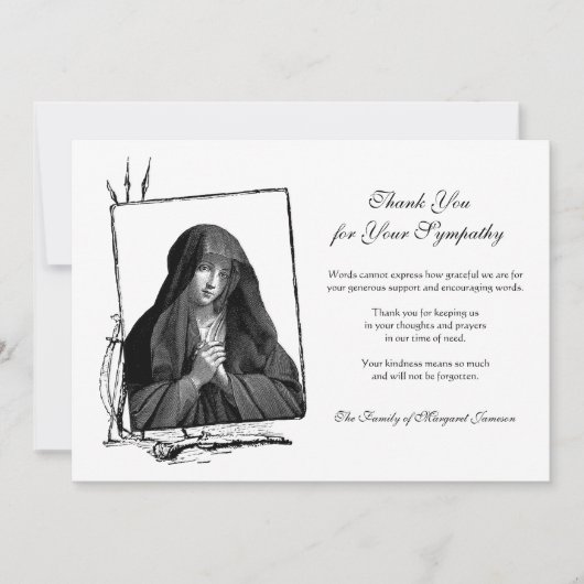 Carte De Remerciements Condolence de la Sainte Vierge Marie (Devant)