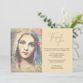 Carte De Remerciements Condolence de la Vierge catholique religieuse  (Debout devant)