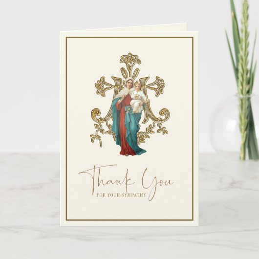 Carte De Remerciements Condolence funéraire catholique Jésus-Marie (Devant)