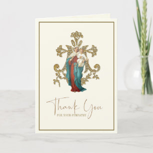 Carte De Remerciements Condolence funéraire catholique Jésus-Marie