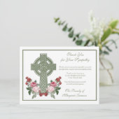 Carte De Remerciements Condolence religieuse catholique de la Croix Rose (Debout devant)