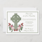 Carte De Remerciements Condolence religieuse catholique de la Croix Rose (Devant)