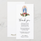 Carte De Remerciements Condolence religieuse de la Vierge catholique Mari (Devant / Derrière)