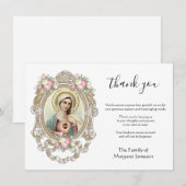 Carte De Remerciements Condolence religieuse de la Vierge catholique Mari (Devant / Derrière)