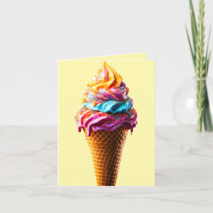 Carte De Remerciements Cône de crème glacée colorée