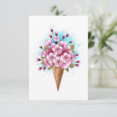 Carte De Remerciements Cône rose Sakura crème glacée gaufre (Debout devant)