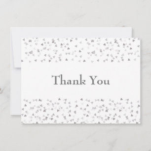 Carte De Remerciements Confetti, Coeurs d'argent chic et simple
