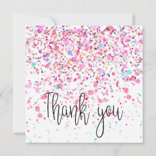 Carte De Remerciements Confetti coloré joyeux rose