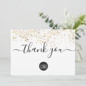 Carte De Remerciements Confetti Gold personnalisé simple client d'entrepr (Debout devant)