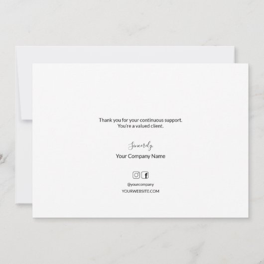 Carte De Remerciements Confetti Gold personnalisé simple client d'entrepr (Dos)