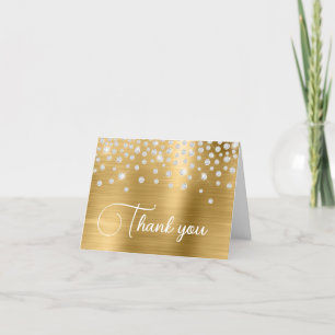 Carte De Remerciements Confettis Diamants Feuille d'Or 50e Anniversaire