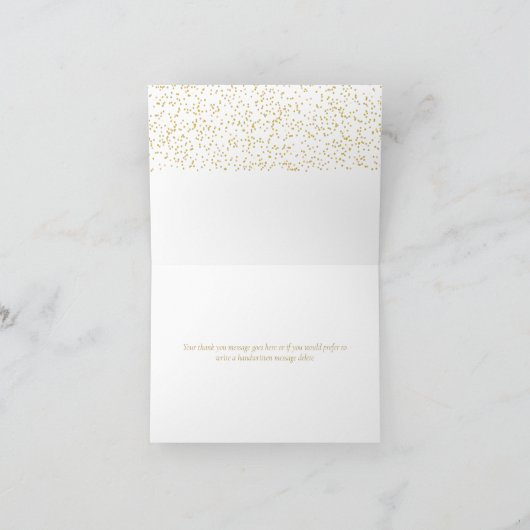 Carte De Remerciements Confettis dorés écriture moderne élégante (Intérieur)