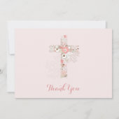 Carte De Remerciements Confirmation blush rose Floral Cross Girl Photo (Dos)