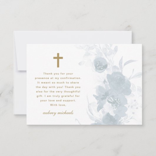 Carte De Remerciements Confirmation d'aquarelle bleue (Devant)