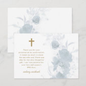 Carte De Remerciements Confirmation d'aquarelle bleue (Devant / Derrière)