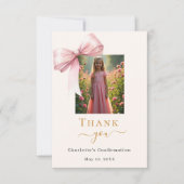 Carte De Remerciements Confirmation de la crème photo arc rose (Devant)