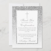 Carte De Remerciements Confirmation Élégante De Parties scintillant Argen (Devant)